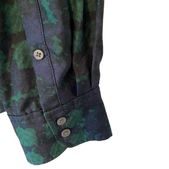 J. Crew Collection Sueded Silk Plaid Ruffle Collar Green Blue Plaid Blouse Large - Picture 6 of 8